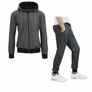 Men’s fleece hoodie jogger set, Gray/Black, Small